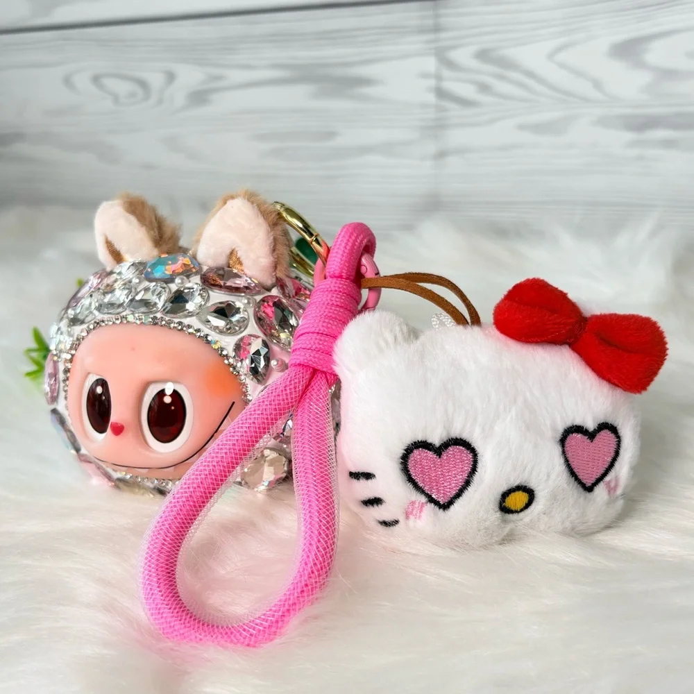 Sparkling Crystal Plush Monster Character Keychain/Bag Charm‎